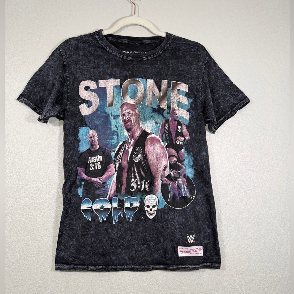 WWE Stone Cold Steve Austin Shirt Distressed Black T-Shirt Official Logo Men S